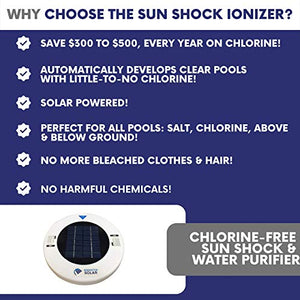 Remington Solar Chlorine-Free Sun Shock & Water Purifier – Reduces Chlorine Usage by up to 80-Percent – Solar Powered Pool Clarifier - Automatic Pool Cleaner & Pool Ionizer for All Pools