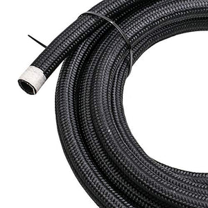 3/8 6AN 20FT Fuel Line Hose Kit, Nylon Stainless Steel Braided Fuel Line Oil/Gas/Fuel Hose End Fitting Hose with 10PCS Swivel Fuel Hose Fitting Adapter Kit - Black