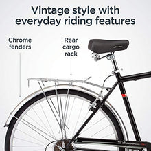 Load image into Gallery viewer, Schwinn Wayfarer Adult Bike Hybrid Retro-Styled Crusier, 18-Inch/Medium Steel Step-Over Frame, 7-Speed Drivetrain, Rear Rack, 700C Wheels, Black
