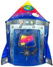 Load image into Gallery viewer, Rocket Ship Play Tent Playhouse | Unique Space and Planet Design for Indoor and Outdoor Fun, Imaginative Games &amp; Gift | Foldable Playhouse Toy + Carry Bag for Boys &amp; Girls | by Imagenius Toys

