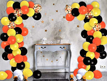 Load image into Gallery viewer, Construction Baby Boy Birthday Decorations Black Yellow and Orange Balloon Garland &amp; Arch Black Yellow Orange Confetti Balloons Fall Balloon Party Supplies
