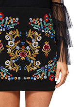 Load image into Gallery viewer, SheIn Women's Casual Floral Embroidered Bodycon Short Mini Skirt Burgundy XS
