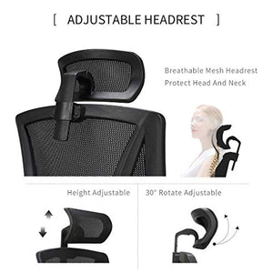 Hbada Reclining Office Desk Chair | Adjustable High Back Ergonomic Computer Mesh Recliner | Home Office Chairs with Footrest and Lumbar Support, Black