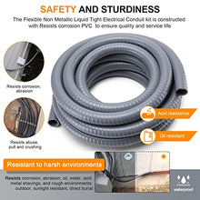 Load image into Gallery viewer, Liquid-Tight Conduit and Connector Kit,Flexible Non Metallic Liquid Tight Electrical Conduit,3/4inch 50ft Electrical Conduit Kit,with 2 Straight and 2 Angle Fittings Included,3/4 in. Dia

