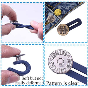 Elastic Button Extenders for Men and Women, Waist Extenders Adjustable for Pants, Trousers, Dress and Jeans, 6-Pack (Light Gray)
