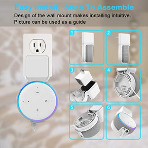 Outlet Wall Mount Holder for Echo Dot 3rd Generation, Belkertech Space-Saving Accessories for Echo Dot (3rd Gen) Clever Dot Accessories with Built-in Cable Management Hide Messy Wires, White