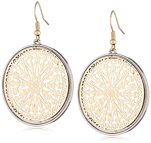 14K Gold Plated Cathedral Glass Style Hollow Disc Earrings for Women Light Weight Birthday Valentine's Day Mothers Day Christmas Gift