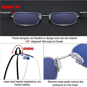 Reading Glasses Blue Light Blocking For Men Women Computer Readers Lightweight Spring Hinges Metal Frame Glasses