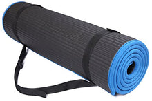 Load image into Gallery viewer, BalanceFrom GoFit All-Purpose 2/5-Inch (10mm) Extra Thick High Density Anti-Slip Exercise Pilates Yoga Mat with Carrying Strap, Blue &amp; Black
