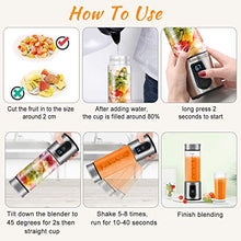 Load image into Gallery viewer, Portable Blender, G-TING Personal Smoothies Blender Cordless, Single Serve Mini Blender 450ml USB Rechargeable Small Juice Mixer Portable Juicer (Shakes, Smoothies, Home, Travel &amp; Gym) Food Grade
