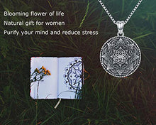 Load image into Gallery viewer, Friggem Sterling Silver Mandala Necklace,Flower of Life Pendant Necklace for Teen Girls Gift for Women,3D Blooming Black Mandala Pendant Chain 18&quot;,Vintage Viking Necklace Jewelry with Fine Gift Box
