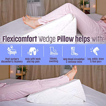 Load image into Gallery viewer, Flexicomfort Memory Foam Wedge Pillow for Sleeping with Adjustable Head Support Cushion - Post Surgery Pillow - Folding Incline Cushion System for Legs - Washable Cover
