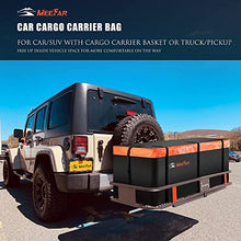 Load image into Gallery viewer, MeeFar Folding Hitch Mount Cargo Carrier Basket 60&quot; X 20&quot; X 6&quot;+Waterproof Cargo Bag 16 Cubic Feet(58&quot; 19&quot; 24&quot;),Hauling Weight Capacity of 500 Lbs and A Folding Arm.with Hitch Stabilizer,Net and Straps
