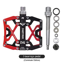 Load image into Gallery viewer, MZYRH Mountain Bike Pedals, Ultra Strong Colorful CNC Machined 9/16" Cycling Sealed 3 Bearing Pedals(Red 3 Bearings)
