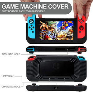 Switch Accessories Bundle, Kit with Carrying Case, Protective Case with Screen Protector, Compact Playstand,Game Case, Joystick Cap, Charging Dock, Grip and Steering Wheel for Nintendo Switch(10-in-1)