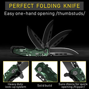 Spring Assisted Knife - Pocket Folding Knife - Military Style - Boy Scouts Knife - Tactical Knife - Good for Camping Hunting Survival Indoor and Outdoor Activities Mens Gift 6681 N