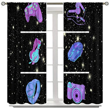 Load image into Gallery viewer, Game Blackout Curtains Gaming Controller Headphone Mouse Watch Gamepad Gamer Light Blocking Curtain Gamer Video Pattern Child Girl Room Decor 2 Panels Set 63x63in
