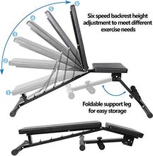 Load image into Gallery viewer, ZENY Adjustable Weight Bench Utility Bench Full Body Workout Foldable Exercise Flat Bench Incline Decline Dumbbell Benches Strength Training Equipment
