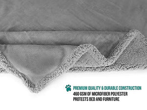PetAmi Waterproof Dog Blanket for Couch, Sofa | Waterproof Sherpa Pet Blanket for Large Dogs, Puppies | Super Soft Washable Microfiber Fleece | Reversible Design | 60 x 40 (Light Grey)