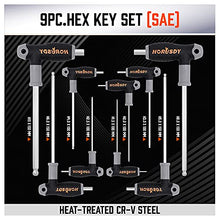 Load image into Gallery viewer, HORUSDY 18-Piece T-Handle allen wrench set, Inch/Metric Long Arm Ball End Hex Key Wrench Set, MM(1.5mm-10mm) SAE(1/16&quot;-3/8&quot;)

