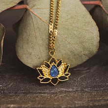 Load image into Gallery viewer, HOLZKERN Balance Necklace 24k Gold Necklace for Women Real Lapis Lazuli Crystal Necklace Jewelry Dainty Gold-Plated Necklace Stainless Steel Adjustable Length Pendant Cute Necklaces for Women Choker

