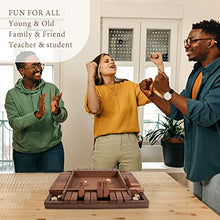 Load image into Gallery viewer, Shut The Box Game Wooden 4 Player, Classic Board Game for Kids &amp; Adults, Educational Math Learning Toy, Table Dice Game for The Party Family or Bar - 12 Inch with 8 Dice

