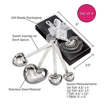 Load image into Gallery viewer, Kate Aspen Love Beyond Measure Spoons, Heart Shaped Measuring Spoons, Stainless Steel, Pack of 4, (13072NA)
