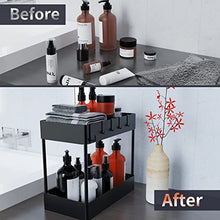 Load image into Gallery viewer, Under Sink Organizer, Under Sink Organizers and Storage Under Sink Shelf 2 Tier Under Sink Organizer Rack Under Sink Storage for Kitchen Bathroom Countertop And Cabinet,Bath Collection Baskets Black
