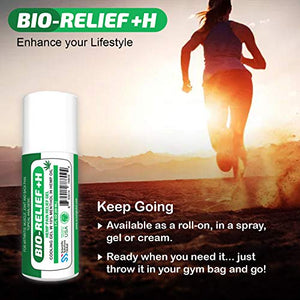 BIO-RELIEF +H, Hemp Pain Relief Gel, Cooling Gel w 10% Menthol in Hemp Oil, 3 oz Roll-on for Arthritis, Muscle Pain, Joint & Back Pain, Topical Analgesic, Fast Acting, Long Lasting Pain Reliever Cream