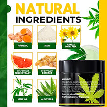 Load image into Gallery viewer, Natural Hemp Cream for Discomfort in Joints, Hips, Back, Neck, Knees, Elbows - Maximum Strength with American Quality - Hemp Oil Extract Gel Infused with Msm, Emu Oil, Arnica - Good for Skin Health
