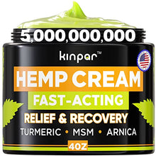 Load image into Gallery viewer, Natural Hemp Cream for Discomfort in Joints, Hips, Back, Neck, Knees, Elbows - Maximum Strength with American Quality - Hemp Oil Extract Gel Infused with Msm, Emu Oil, Arnica - Good for Skin Health
