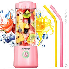 Load image into Gallery viewer, Portable Blender, Jovokich Personal Blender for Shakes and Smoothies, 14oz Juice Extractor Fruit Cup with 4000mAh USB Rechargeable Battery, Crushed Ice Maker Drink Mixer
