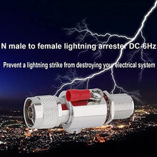 Load image into Gallery viewer, Coaxial N Type Lightning Arrestor 0 to 6 GHz (N-Male/N-Female) 50ohm,Protects 3G, 4G, LTE,GPS, 2.4GHz /5GHz Wi-Fi, 900MHz, Ham Other Outside Antennas

