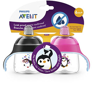Philips AVENT 2 Piece My Little Sippy Cup, Pink/Black, 7 Ounce
