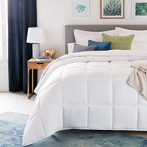 LINENSPA LS70FFMICO All-Season White Down Alternative Quilted Comforter - Corner Duvet Tabs - Hypoallergenic - Plush Microfiber Fill - Machine Washable - Duvet Insert or Stand-Alone Comforter - Full