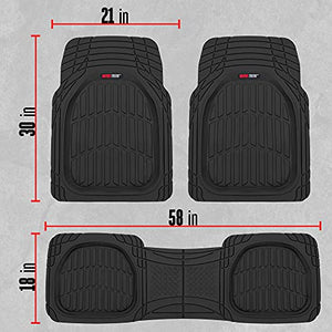 Motor Trend 923-BK Black FlexTough Contour Liners-Deep Dish Heavy Duty Rubber Floor Mats for Car SUV Truck & Van-All Weather Protection, Universal Trim to Fit