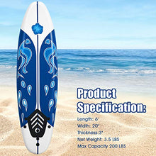 Load image into Gallery viewer, GYMAX Surfboard, 6FT Stand Up Paddle Board with Removable Fins &amp; Safety Leash, Lightweight Non-Slip Paddle Board for Teenagers, Adult, Beginners (Daisy)
