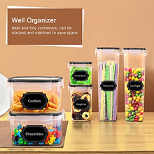 Load image into Gallery viewer, PRAKI Airtight Food Storage Container Set, 16 Pcs BPA Free Plastic Dry Food Canisters for Kitchen Pantry Organization and Storage Ideal for Cereal, Flour &amp; Sugar - Labels, Marker(Black)
