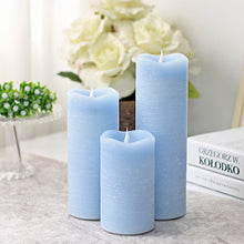 Load image into Gallery viewer, SIMPLUX Moving Flame Led Timer Battery Operated Pillar Real Wax Flameless Candle, 3x7 inches, Blue
