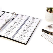 Load image into Gallery viewer, Amazon Basics Plastic Business Card Holder, Protector Sleeves for 3-Ring Binder, Transparent, 25-Pack
