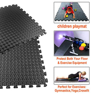 Walsai Exercise Mats Puzzle Foam Mats Gym Flooring Mat Interlocking Foam Mats with EVA Foam Floor Tiles for Home Gym Equipment Workouts