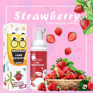 Kids Foam Toothpaste with Strawberry Flavor, Fluoride Free Natural Formula, Foam Toothpaste for Electric Toothbrush (60ml)(1 Pack)