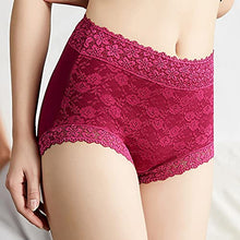 Load image into Gallery viewer, Wanmeiqinglv Women's Sexy Lace Hipster Underwear Cotton High Waist Boyshorts Panties For Women Seamless Ladies Briefs 4 Pack (X-Large, Wine Red/Apricot/Jewelry Blue/Pink-4 Pack, x_l)
