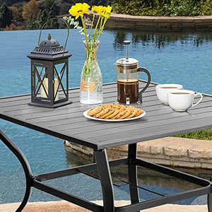 Aoxun Outdoor Patio Dinning Set - 5 Pieces Outdoor Furniture Set, 4 Pieces Swivel Rocing Chairs and 1 Square Table with an Umbrella Hole, Brown