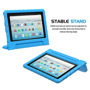 MoKo Case for Fire HD 10 Tablet (5th/7th/9th Generation, 2015/2017/2019 Release), Kids Shock Proof Convertible Handle Light Weight Super Protective Stand Cover Case for Fire HD 10.1 Inch, Blue