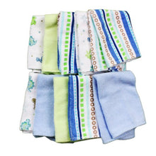 Load image into Gallery viewer, Spasilk 10 Pack Soft Terry Bath Washcloths  – Newborn Boy or Girl – Baby Shower Gift, Blue Stripes
