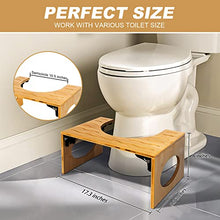 Load image into Gallery viewer, BQYPOWER Squatting Toilet Stool, Bamboo 8 Inch Toilet Potty Stool, Foldable Bathroom Squatting Urinal with Non-Slip Mat for Adults Children
