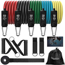 Load image into Gallery viewer, OlarHike Resistance Bands Set, Exercise Workout Bands with Handles for Women &amp; Men, 5 Stackable Resistance Bands with Door Anchor, Ankle Straps, Carrying Case for Working Out, Fitness Training, Yoga
