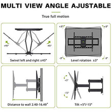 Load image into Gallery viewer, USX MOUNT Full Motion TV Wall Mount for Most 47-84 inch Flat Screen/LED/4K TVs, TV Mount Bracket Dual Swivel Articulating Tilt 6 Arms, Max VESA 600x400mm, Holds up to 132lbs, Arms Up to 16" Wood Stud
