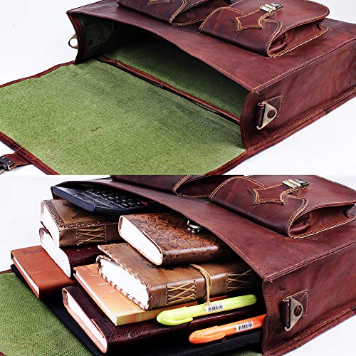 Load image into Gallery viewer, Vintage Leather Laptop Bags for Men Full Grain Large Leather Messenger bag for men 18 inches with rustic look Best leather briefcase by Hulsh